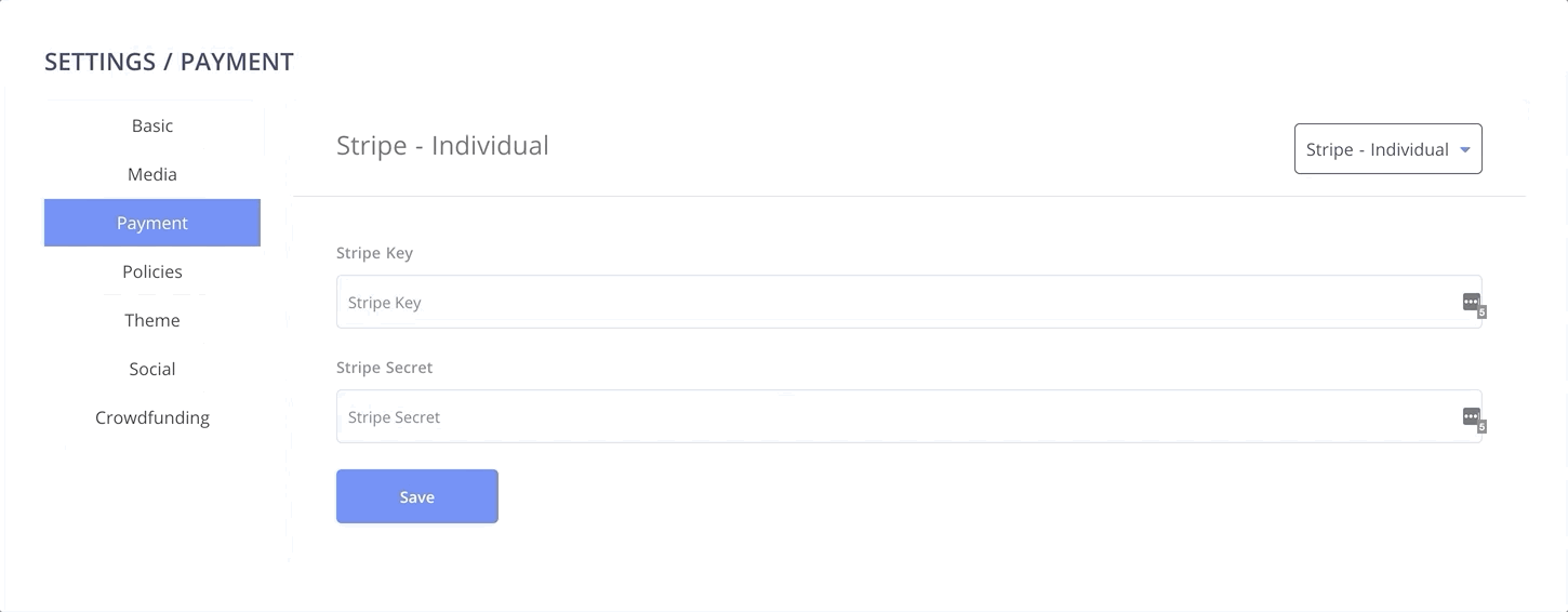 stripe configuration crowdfundly