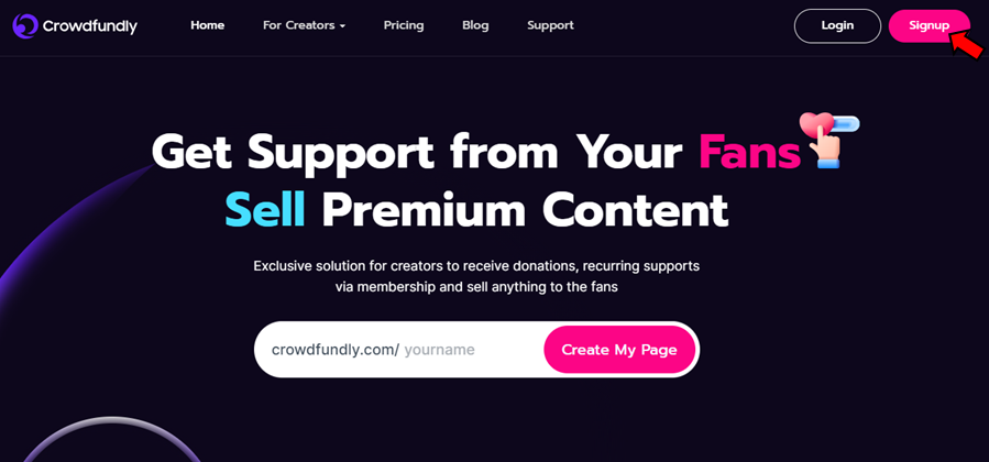 Signing Up On Crowdfundly