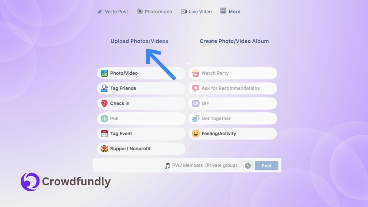 Uploading videos on the Facebook page
